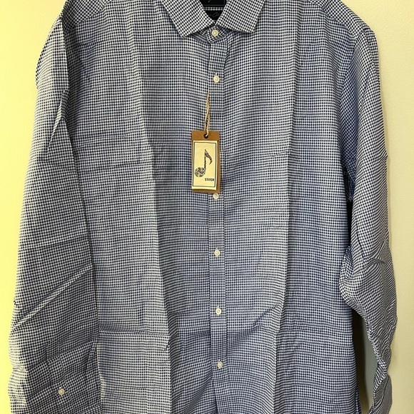 NWT Stich Note Men's Blue & White Long Sleeve Dress Shirt / Size XXL - Picture 4 of 10